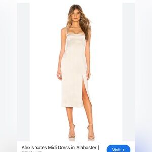 Alexis Alabaster Satin Midi Dress with Side Slit size 0